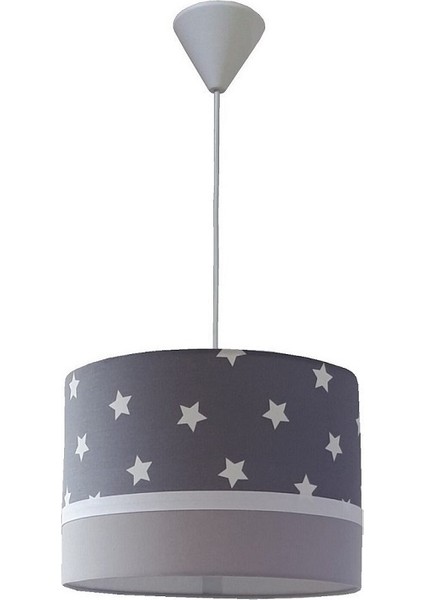 Gri Yıldızlı Gri Beyaz M-514 Kumaş Kaplama Çocuk Odası ve Bebek Odası Avize Sarkıt fiyatları