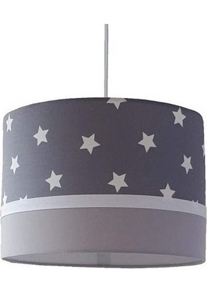 Gri Yıldızlı Gri Beyaz M-514 Kumaş Kaplama Çocuk Odası ve Bebek Odası Avize Sarkıt modelleri