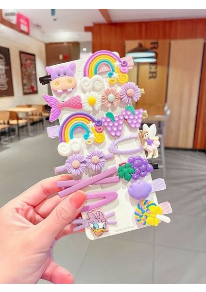 Kız Çocuk Toka Mor Toka Seti 14'lü