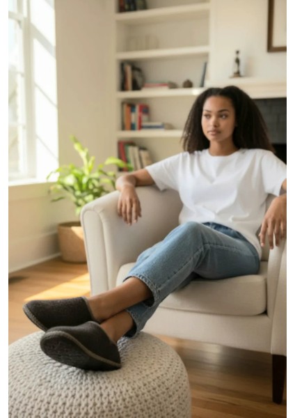 Unısex Kaymaz Taban Keçe Rahat Yumuşak Taban Ev Terlik