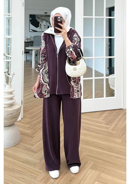 Desenli Oysho Ikili Takım 1653 - Bordo