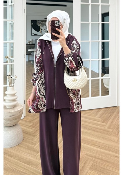 Desenli Oysho Ikili Takım 1653 - Bordo fırsatları