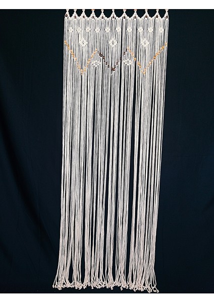 El Yapımı Boncuklu Pamuk Makrome Perde - Doğal Ahşap Boncuklu Dekor fiyatları