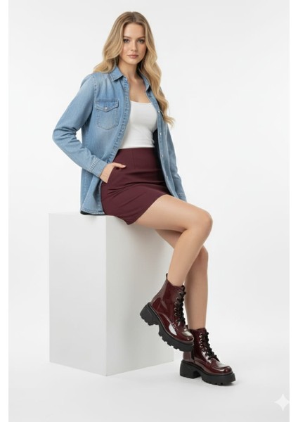 Kadın Metal Toka Detaylı Rugan Bağcıklı Fermuarlı Bot fiyatları