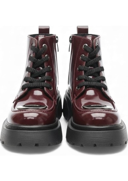 Kadın Metal Toka Detaylı Rugan Bağcıklı Fermuarlı Bot indirimleri