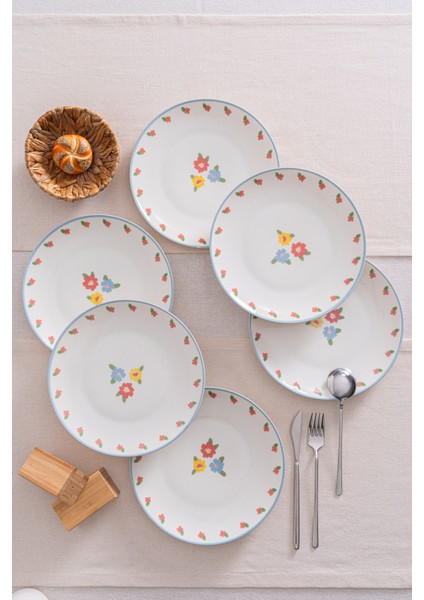 Liora Çiçek Desenli 25 cm Porselen Servis Tabağı - 6 Adet fiyatları