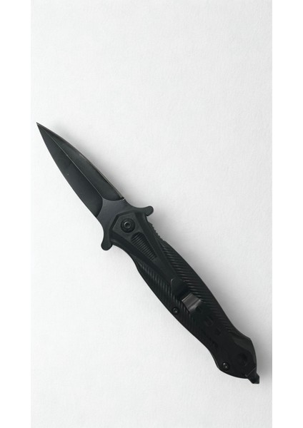 Siyah Sivri Uçlu Polimer Gövde Kemer Klipsli Kamp Çakısı