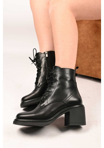 Bağcıklı Fermuarlı Termo Taban Hakiki Deri Topuklu Bot 336-1233 Kadın Bot fiyatları