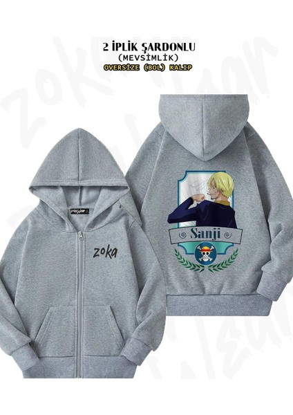 Unisex One Piece Sanji V2 Baskılı Oversize Sırt Baskılı Fermuarlı Kapşonlu Hırka