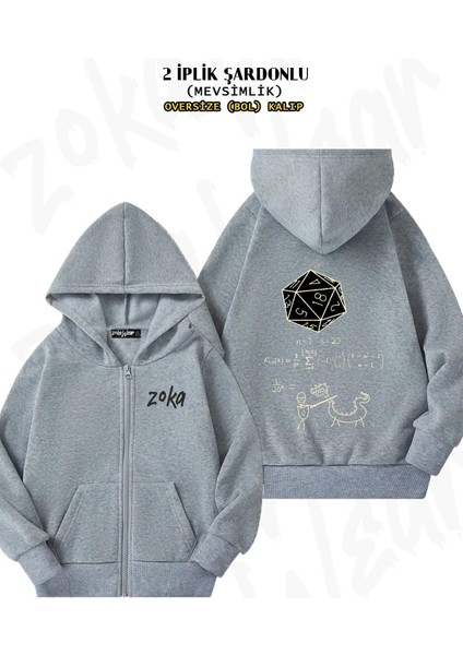 Unisex The Science Of 20 Sided Dice Baskılı Oversize Sırt Baskılı Fermuarlı Kapşonlu Hırka