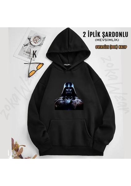Star Wars 11 Baskılı Kapüşonlu Sweatshirt (2 Iplik)
