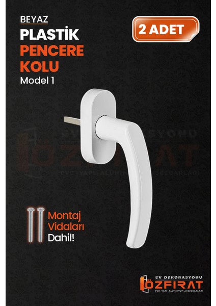 Pimapen Pvc Pencere Kolu – Plastik – Beyaz – Model 1 – (2 Adet)