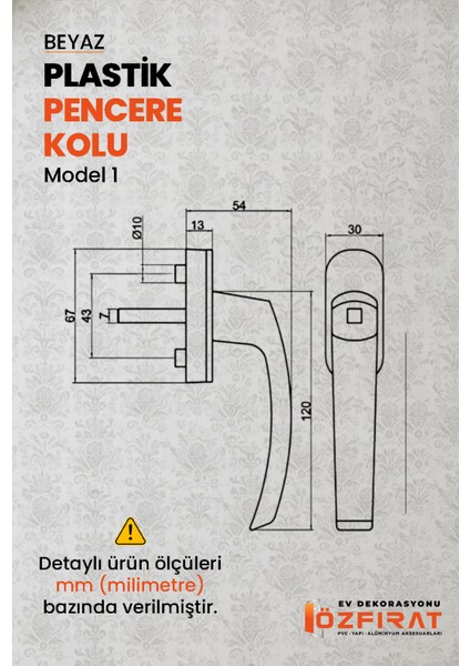 Pimapen Pvc Pencere Kolu – Plastik – Beyaz – Model 1 – (2 Adet) fiyatları