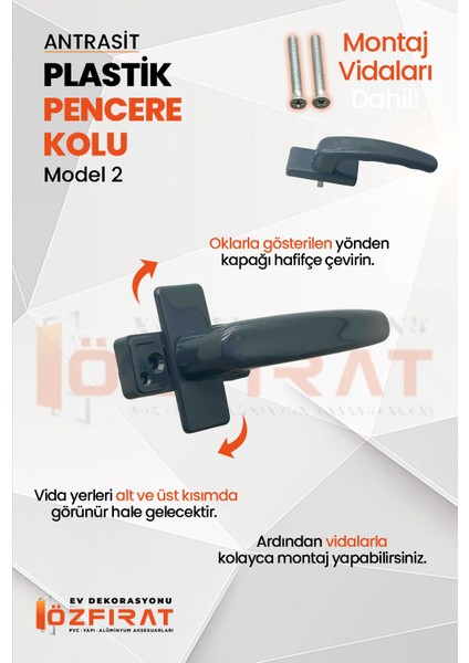 Pimapen Pvc Pencere Kolu – Plastik – Antrasit – Model 2 – (1 Adet) fiyatları
