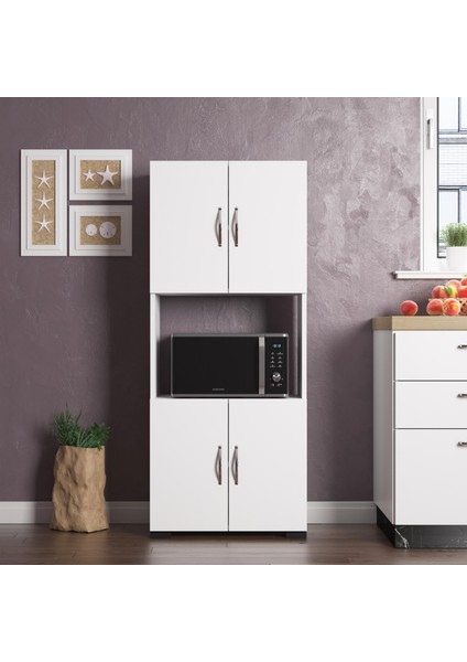 Arma 4 Kapaklı 4 Raflı Fırın Bölmeli Çok Amaçlı Dolap - Beyaz fiyatları