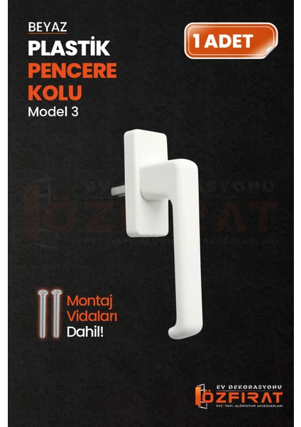 Pimapen Pvc Pencere Kolu – Plastik – Beyaz – Model 3 – (1 Adet)