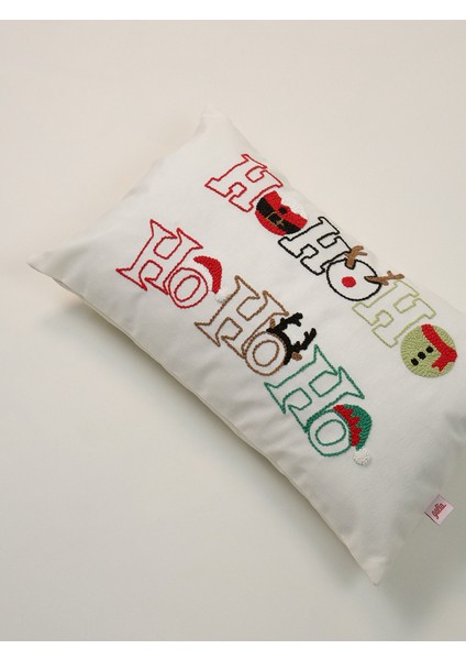 Christmas Melody - Yılbaşı Serisi Noel Süs Hohoho Punch Işlemeli Kırlent Yastık Kılıfı fiyatları