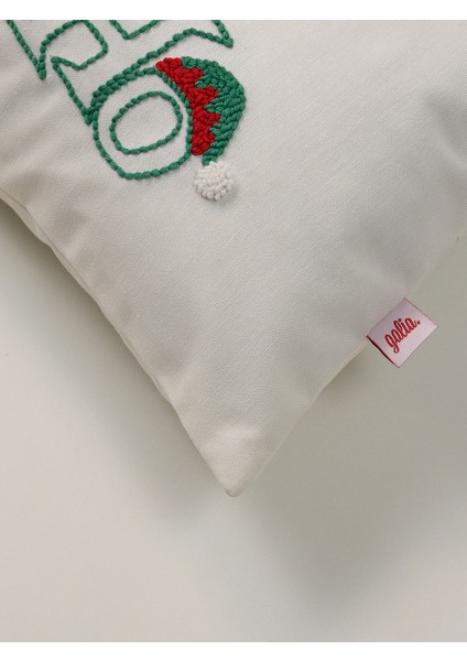 Christmas Melody - Yılbaşı Serisi Noel Süs Hohoho Punch Işlemeli Kırlent Yastık Kılıfı modelleri