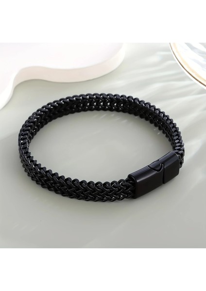 Çelik Bileklik Çift Taraflı Kullanılabilen Titanyum Model 1 cm Genişlik 20 cm Uzunluk Siyah Black fiyatları