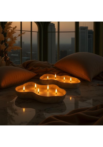 El Yapımı mermer damarlı Kase – Beyaz İnci Tozu Mum fırsatları