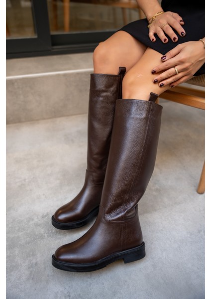 Vera Acı Kahve Kadın Hakiki Deri Düz Çizme modelleri