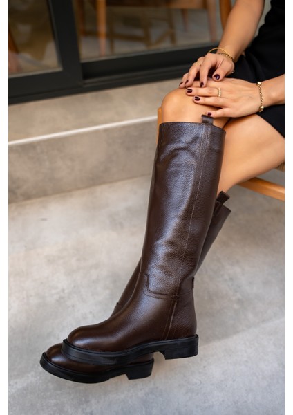 Vera Acı Kahve Kadın Hakiki Deri Düz Çizme fırsatları