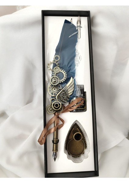 Steampunk Temalı Divit (Tüy) Kalem ve Mürekkep Seti (28 x 9 Cm) fiyatları