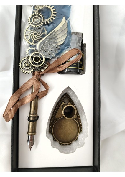 Steampunk Temalı Divit (Tüy) Kalem ve Mürekkep Seti (28 x 9 Cm) modelleri