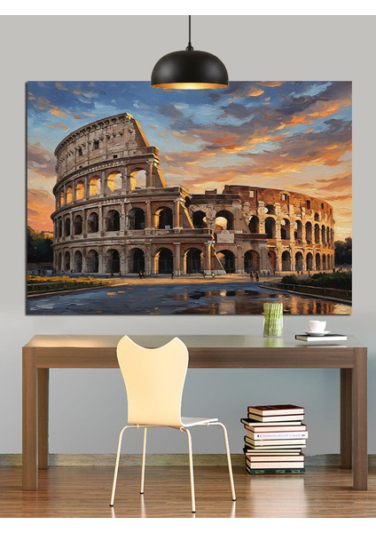 Roma'da Kolezyum ve Insanlar Dekoratif Kanvas - Mdf Ahşap Tablo fiyatları