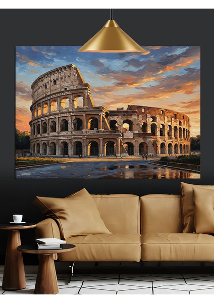 Roma'da Kolezyum ve Insanlar Dekoratif Kanvas - Mdf Ahşap Tablo fırsatları