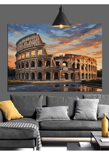 Roma'da Kolezyum ve Insanlar Dekoratif Kanvas - Mdf Ahşap Tablo indirimleri