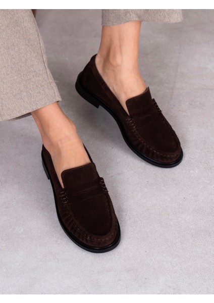 Aven Kahve Süet Hakiki Deri Kadın Makosen modelleri