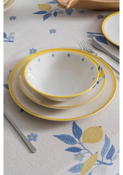 Limon Desenli 12 Kişilik 48 Parça Premium Porselen Yemek Takımı