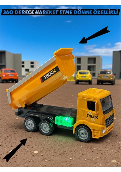 Pilli Sesli Işıklı 360 Derece Full Hareketli Çarp Dön 20 cm Inşaat Aracı Kamyon