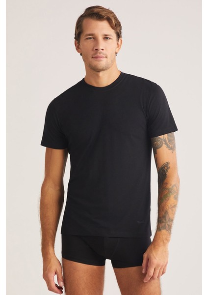 James Bisiklet Yaka Pamuklu 2'li Erkek Tshirt