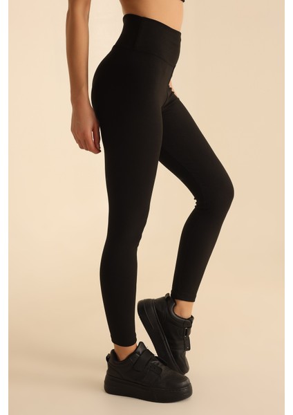 Premium Içi Polarlı, Şardonlu, Dalgıç Kumaş, Toparlayıcı Interlok Kışlık Örme Siyah Tayt fırsatları