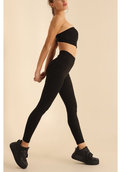 Premium Içi Polarlı, Şardonlu, Dalgıç Kumaş, Toparlayıcı Interlok Kışlık Örme Siyah Tayt indirimleri