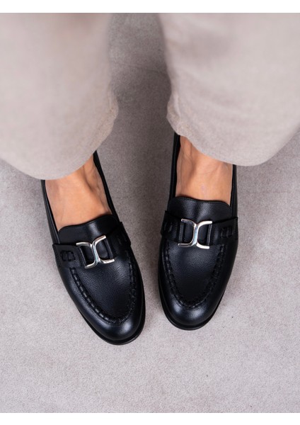 Bilora Siyah Hakiki Deri Kadın Makosen