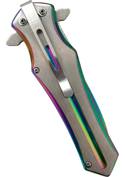 Mtech Gökkuşağı Detaylı Kemer Klipsli Çelik Kamp Çakısı modelleri