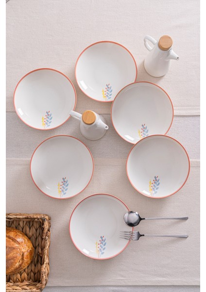 Liora Çiçek Desenli 20 cm Porselen Yemek Tabağı - 6 Adet fiyatları