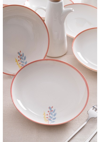 Liora Çiçek Desenli 20 cm Porselen Yemek Tabağı - 6 Adet modelleri