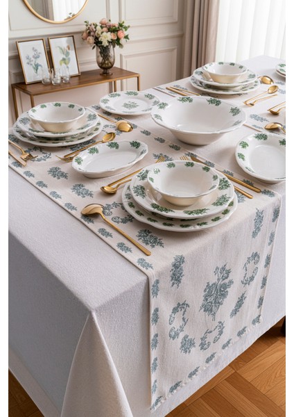Vintage Flowers Green 24 Parça 6 Kişilik Porselen Yemek Takımı modelleri