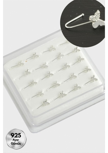 Kelebek Zirkon Taşlı Gümüş Hızma 20 Adet