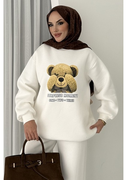 Ayıcık Desen Üç Iplik Ikili Takım 1655 - Beyaz fırsatları