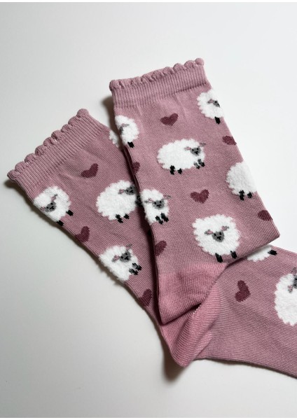 Pamuklu Koyun Desenli Kadın Çorabı fiyatları