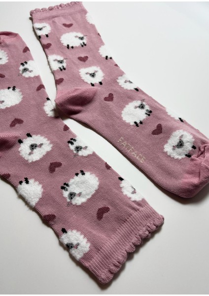 Pamuklu Koyun Desenli Kadın Çorabı fırsatları