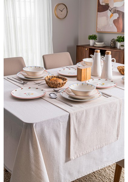 Liora 24 Parça 6 Kişilik Renkli Çiçek Desenli Porselen Yemek Takımı fiyatları