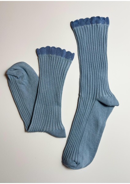 Pamuklu Fırfırlı Kadın Çorabı