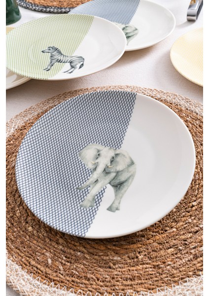 6'lı Savanda Safari Temalı Pasta Tabağı Seti 20CM - Kahvaltı & Tatlı Sunum fırsatları