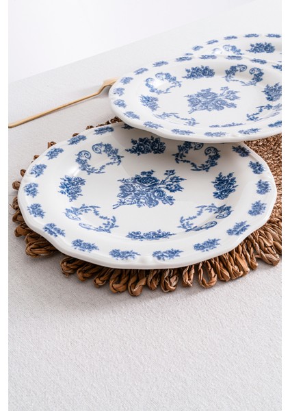 Vintage Flowers Blue 25 cm 6’lı Porselen Servis Tabağı Seti fiyatları